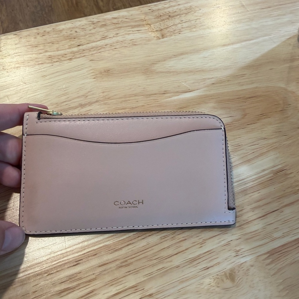 Coach Blush Pink Leather New York Zip Card Case